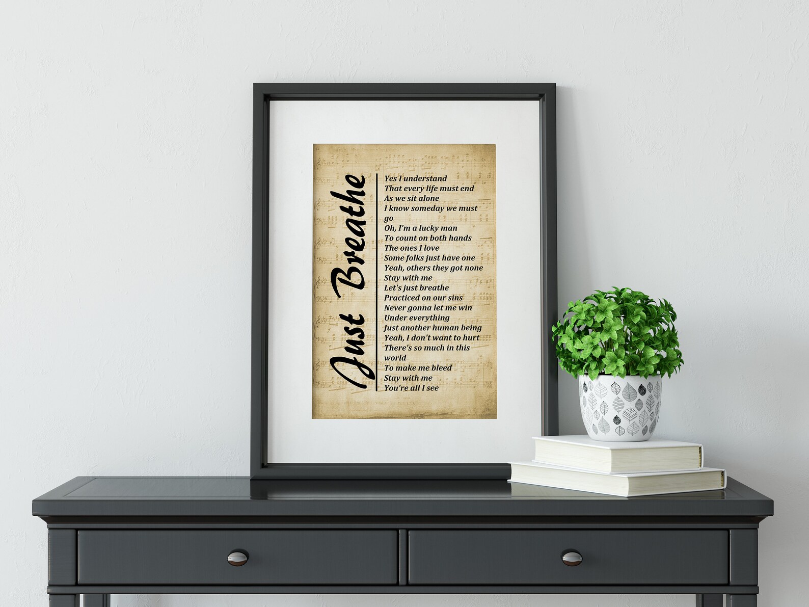 Just Breathe Print Lyrics on Sheet Music Background Song Etsy