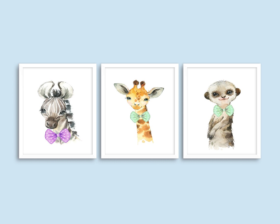 3 Safari Jungle Nursery Wall Art Printable Boys Room Décor Etsy