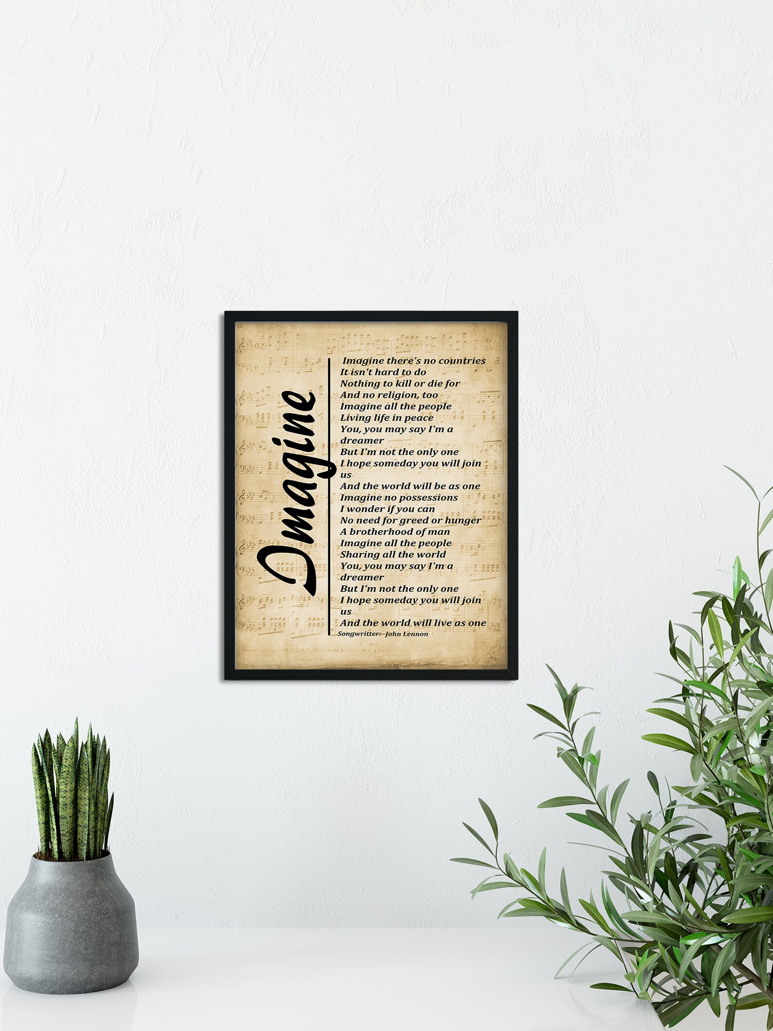 Imagine Lyrics Song Lyrics on Sheet Music Background - Etsy