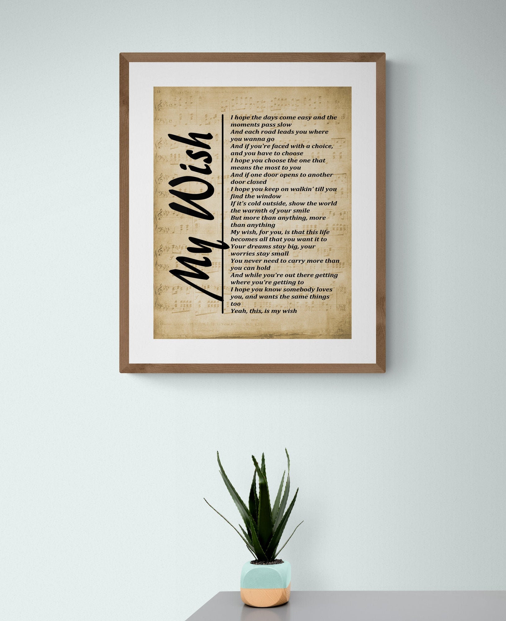 My Wish For You Lyrics Poster | Rascal Flatts | Music Art Print (16x20)