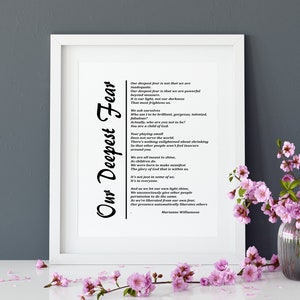 Our Deepest Fear Poem Printable Wall Art Print, Inspirational Quote ...