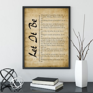 Let It Be - Song Lyrics Print - Wall Art Print, Digital Picture for ...