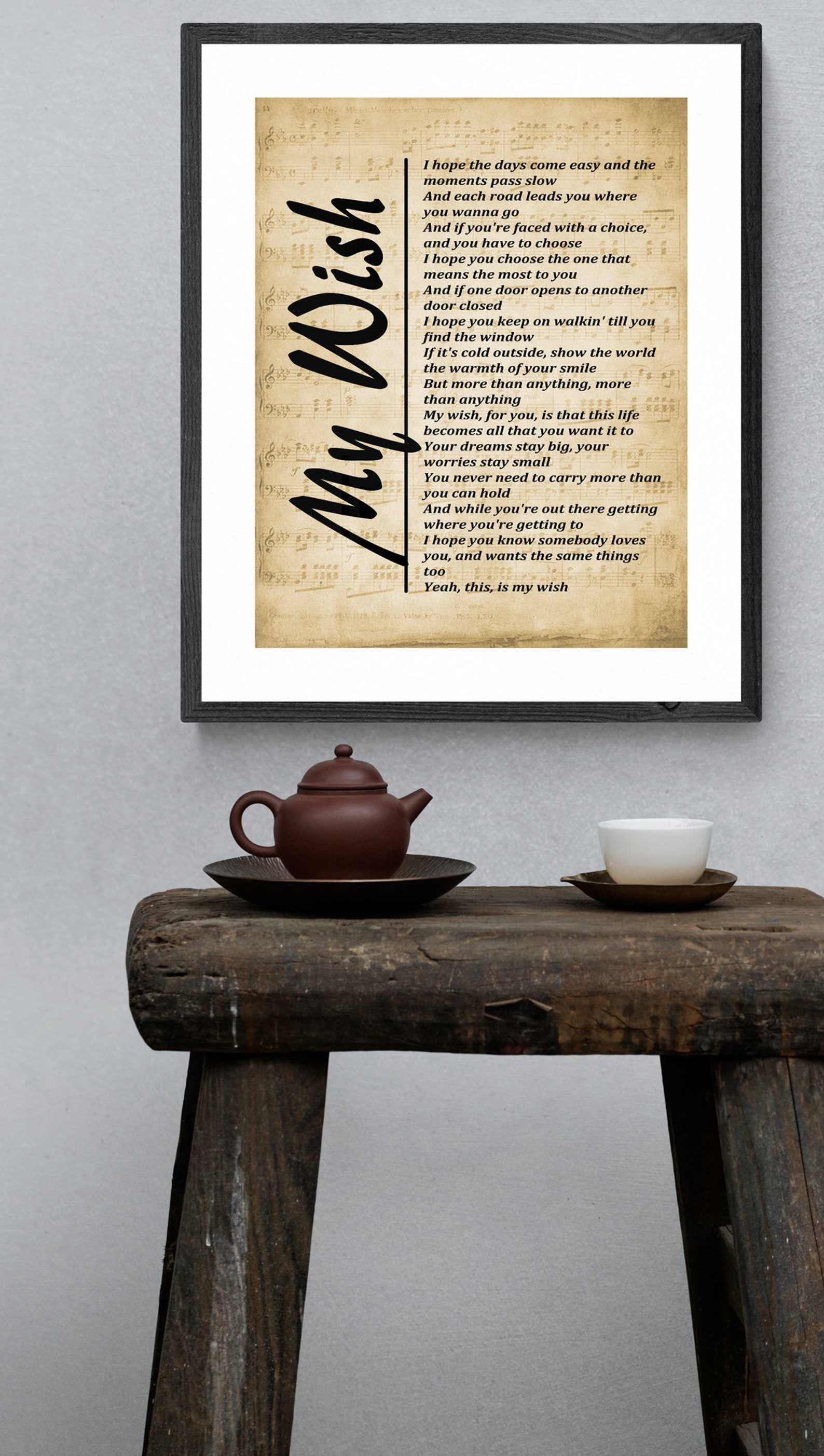 My Wish, Lyrics on Sheet Music, Print, Rascal Flatts My Wish Wall Art, Song Lyrics Wall Art ...