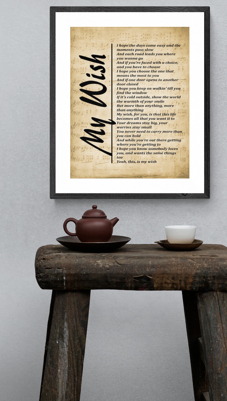 My Wish, Lyrics on Sheet Music, Print, Rascal Flatts My Wish Wall Art ...