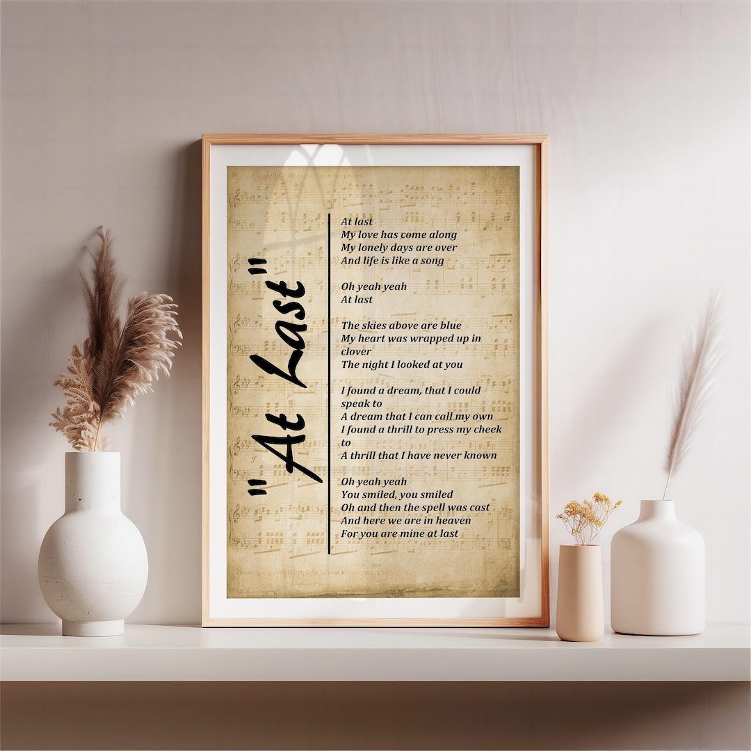 Etta James 'at Last' Lyrics Print: Music Wall Art (digital Picture