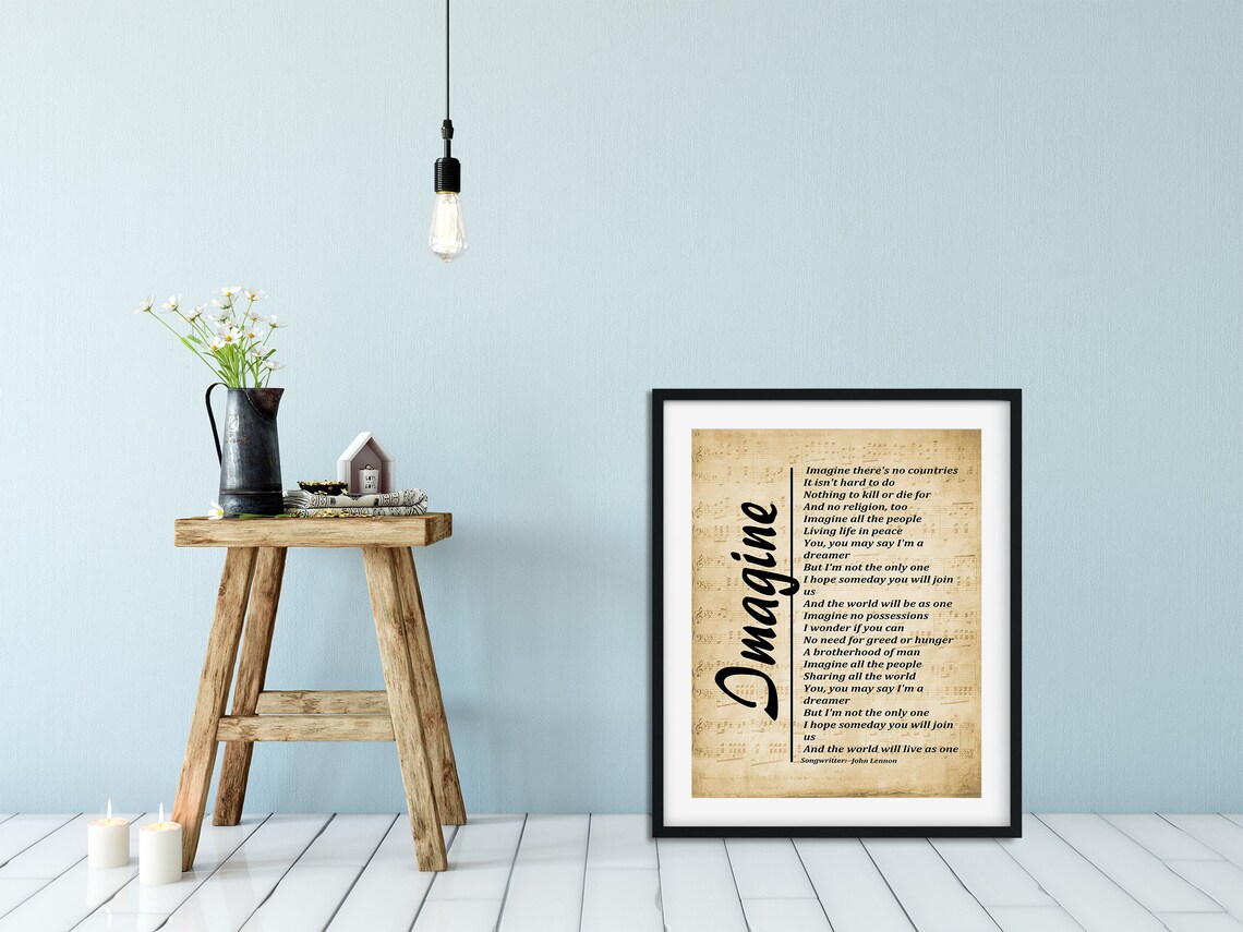 Imagine Lyrics Song Lyrics on Sheet Music Background - Etsy