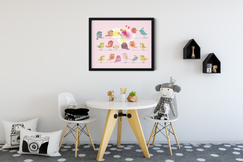 Nursery Wall Art Nursery Décor Happy Birds on a Wire Wall - Etsy