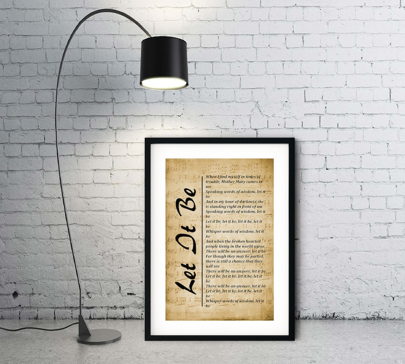 Let It Be Song Lyrics Print Wall Art Print Digital - Etsy
