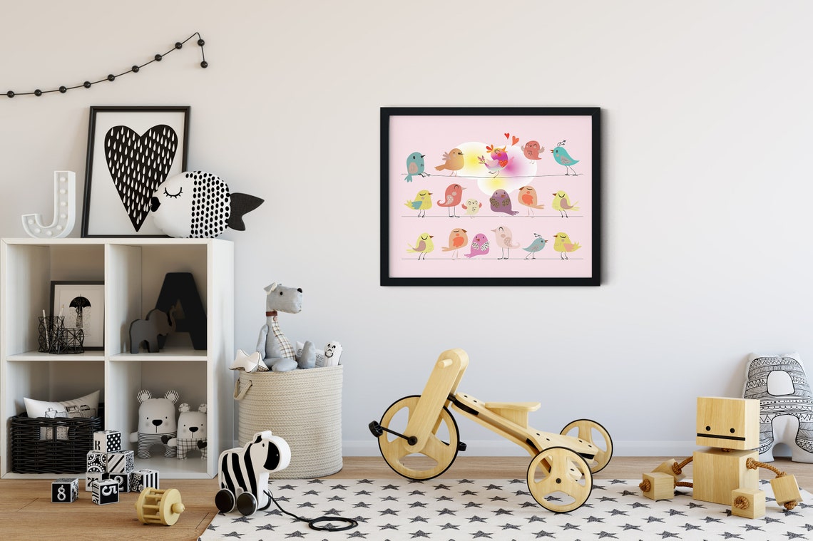 Nursery Wall Art Nursery Décor Happy Birds on a Wire Wall - Etsy