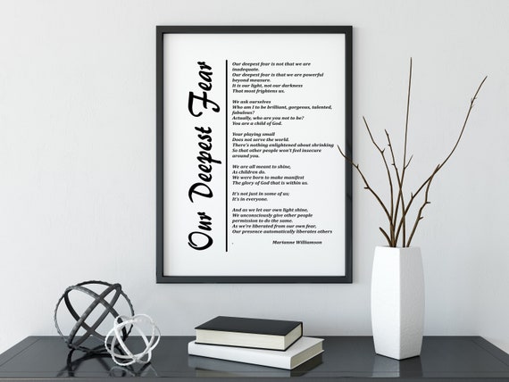 Our Deepest Fear Poem Printable Wall Art Inspirational Quote | Etsy