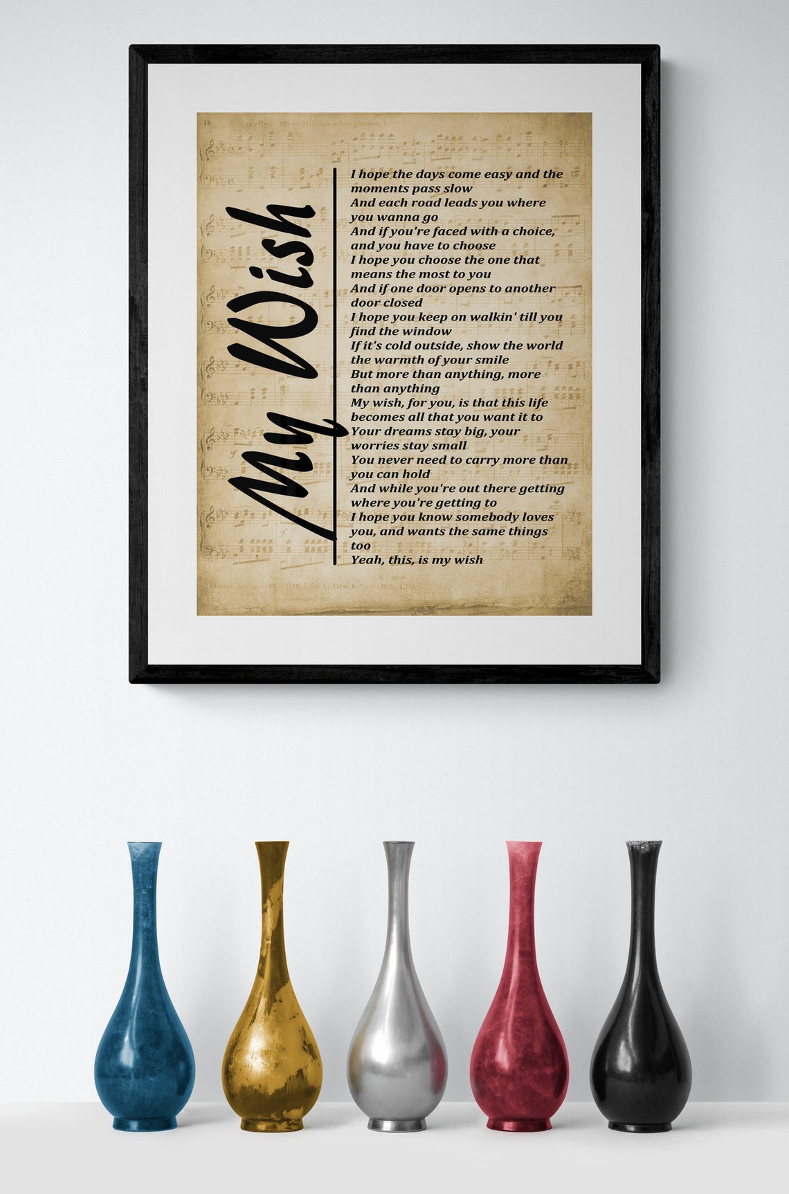 My Wish Lyrics on Sheet Music Print Rascal Flatts My Wish Etsy