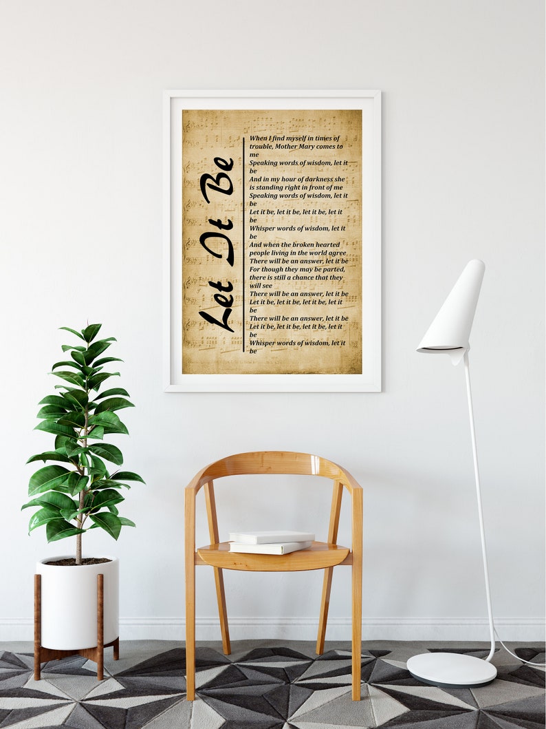 Let It Be Song Lyrics Print Wall Art Print Digital - Etsy