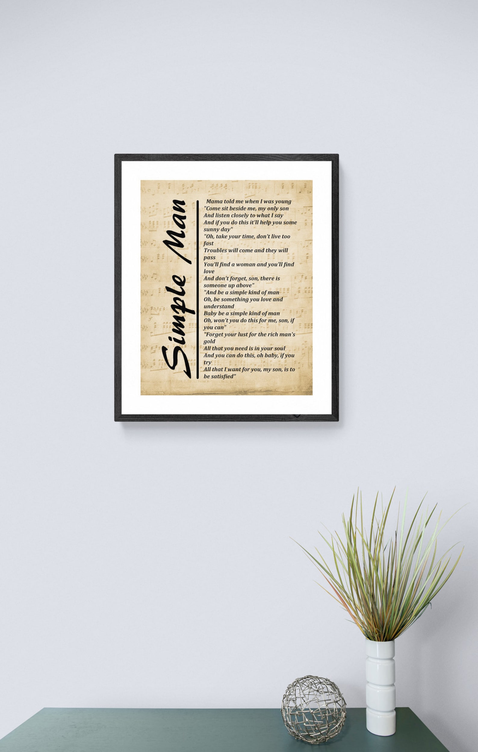 Simple Man Lyrics on Sheet Music Lyrics Picture Music Lyrics - Etsy