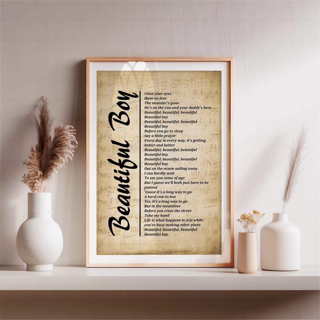 Beautiful Boy Lyrics on Sheet Music, Lyrics Picture Print Wall Décor ...