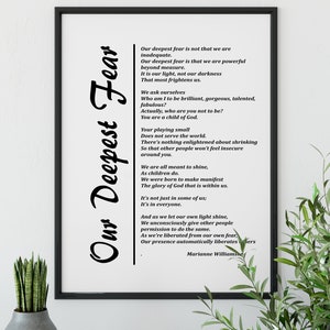 Our Deepest Fear Poem Printable Wall Art Print, Inspirational Quote ...