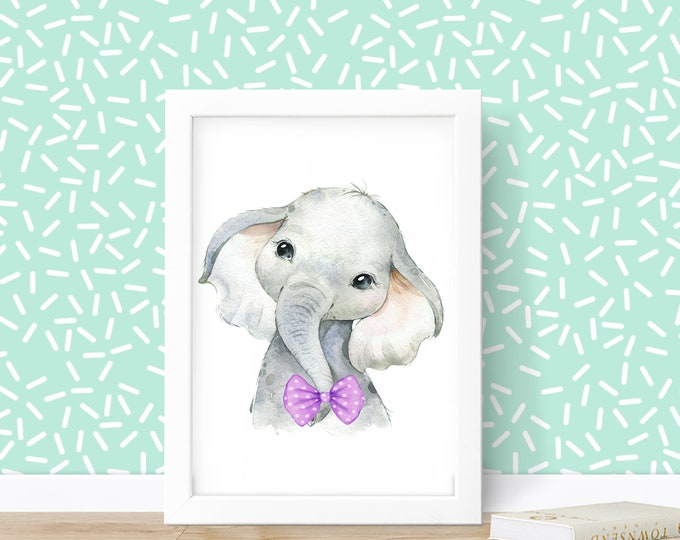 Baby Elephant, Printable Safari Wall Art, Boy's Room Décor, Jungle Nursery Picture, Printable Digital Download, Nursery Wall Hanging