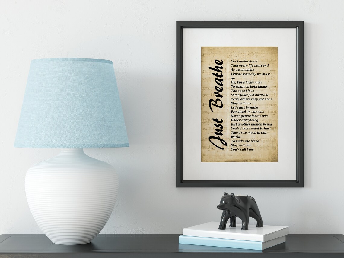 Just Breathe Lyrics on Sheet Music Background Song Lyrics Etsy