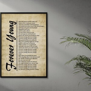 Forever Young Lyrics Print: Sheet Music Wall Art - Etsy