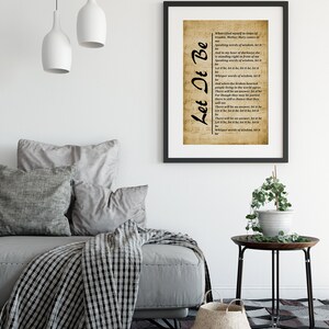 Let It Be - Song Lyrics Print - Wall Art Print, Digital Picture for ...
