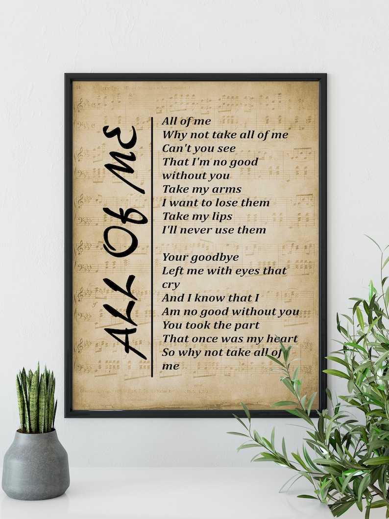 Printable Lyrics For All Of Me