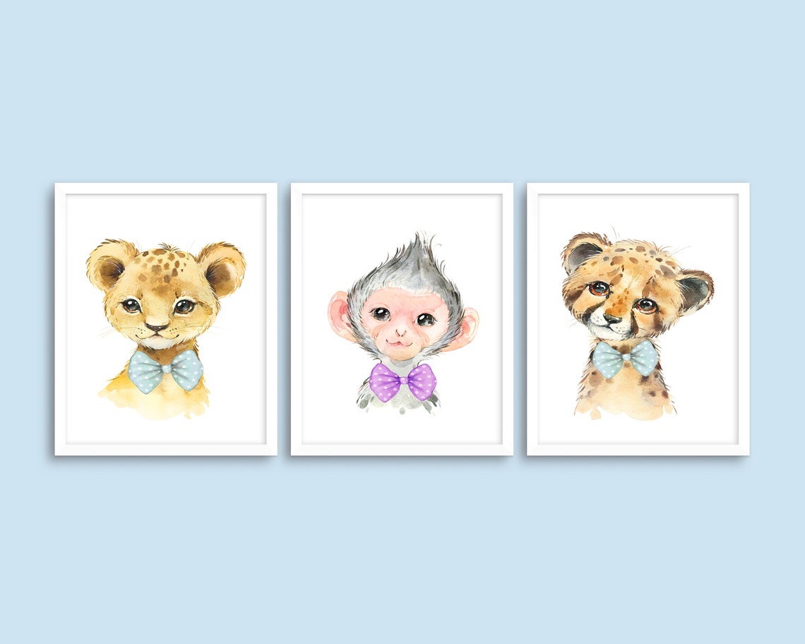 3 Safari Jungle Nursery Wall Art Printable Boys Room Décor Etsy