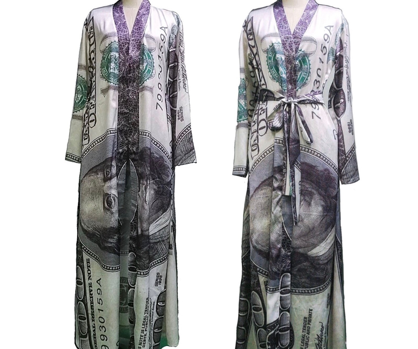All About the Benjamins Long Robe Money Robe Housecoat Etsy