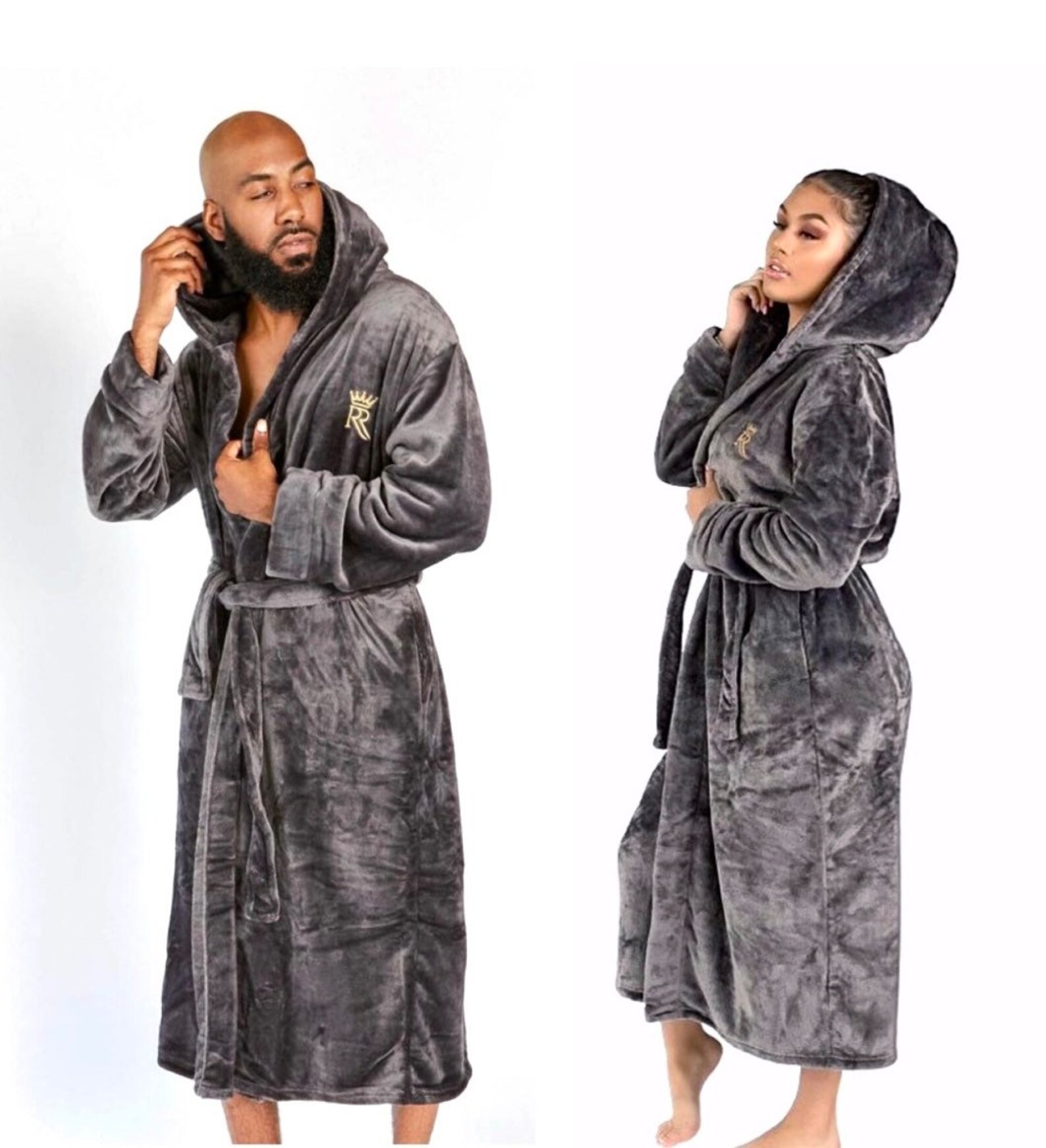 Grey Hooded Royalty Robe Unisex Men and Women Super Soft Etsy