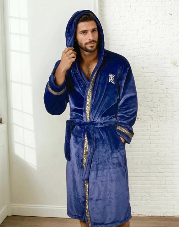 knee length dresses for ladies ADR Sweatshirt Robes Men, Hooded Mens Robe with Hood and Pockets