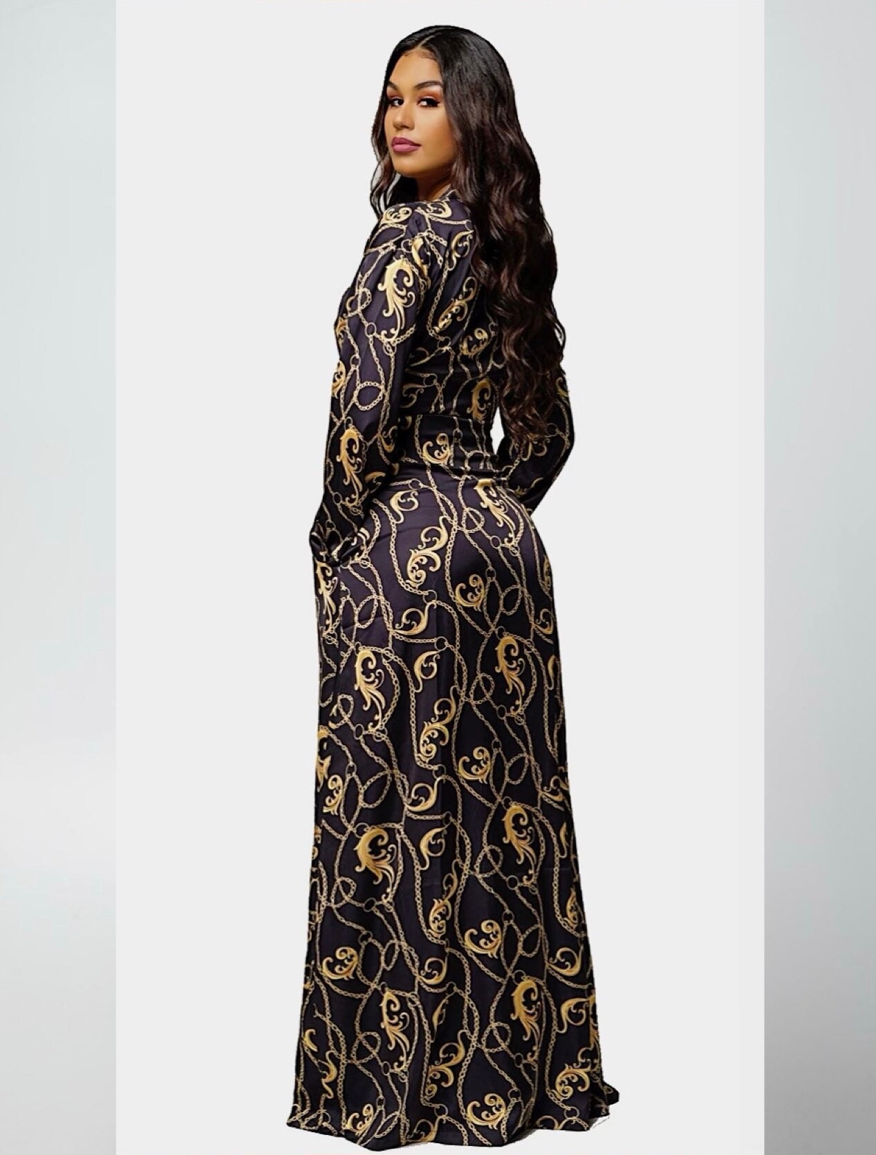 black and gold satin robe
