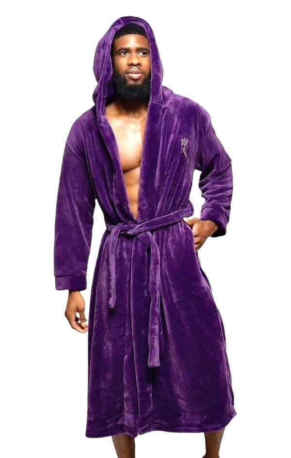 Purple dressing gown with hood hotsell