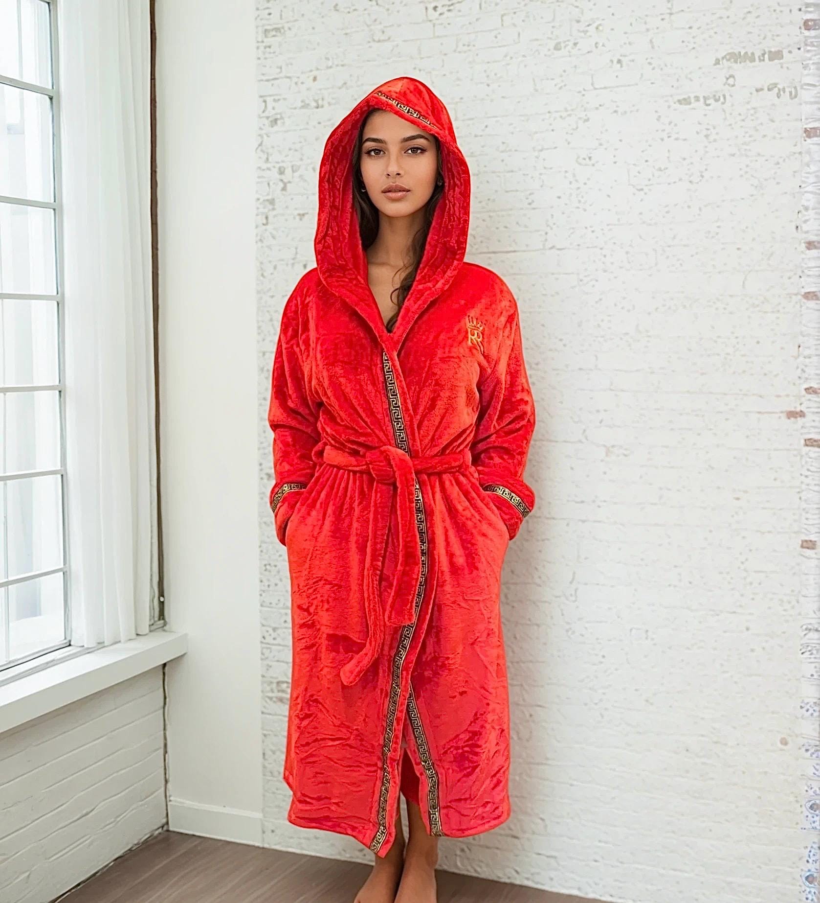 fitted lace wedding dress Womens Cosy Dressing Gown Robe Red Stripe – THEIR NIBS
