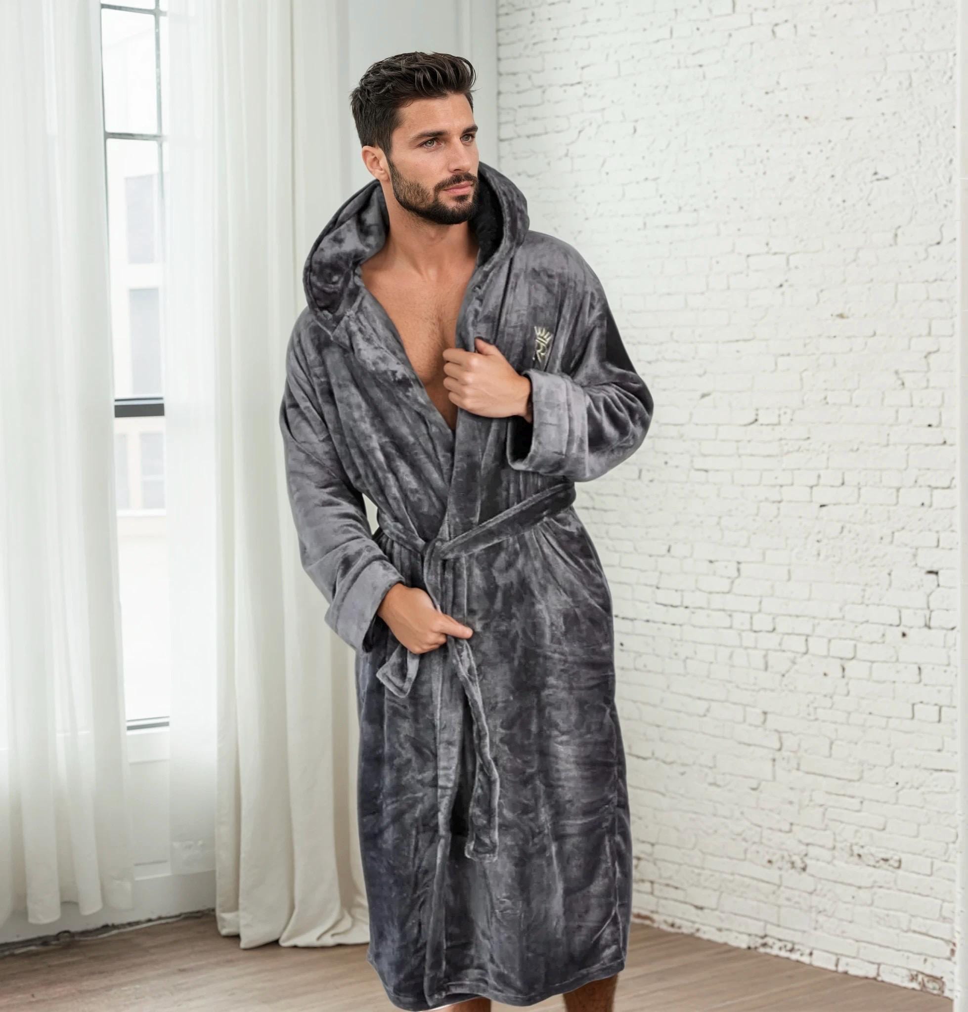 Mens Housecoats And Robes Terry Cloth Vulcanodon Mens Robe With