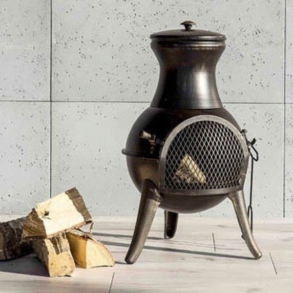 Outdoor / Patio Heater Steel Chiminea - Outdoor Garden Log Burner Chimney Heater Fireplace Patio Barbecue BBQ Fireplace 69cm