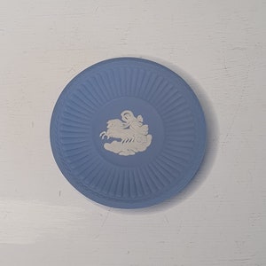 Small Vintage Blue And White Jasperware Wedgwood Pin Dish - Made in England - 7.5 cm Diameter