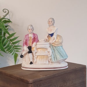 Vintage Kitsch Ceramic Figurine Statues - Male & Female Georgian Regency Period Dress