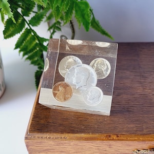 Schrulliger Resin / Kunststoff American Währung Briefbeschwerer - Breite 6 cm