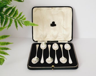 Set of Six Silver Plated Small Coffee Spoons Complete with Box - 'EPNS' - Made in England - Length of Spoons - 10 cm