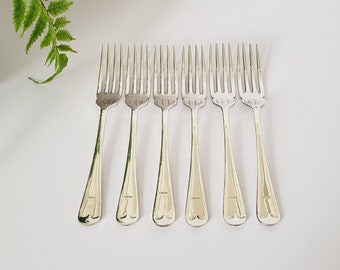 Set of 6 'Empire' Silver Plated Vintage Starter / Dessert / Fish Forks - Length 17 cm