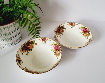 Coppia di ciotole con motivo Royal Albert 'Old Country Roses' per dessert/cereali/zuppa - Diametro - 15,5 cm