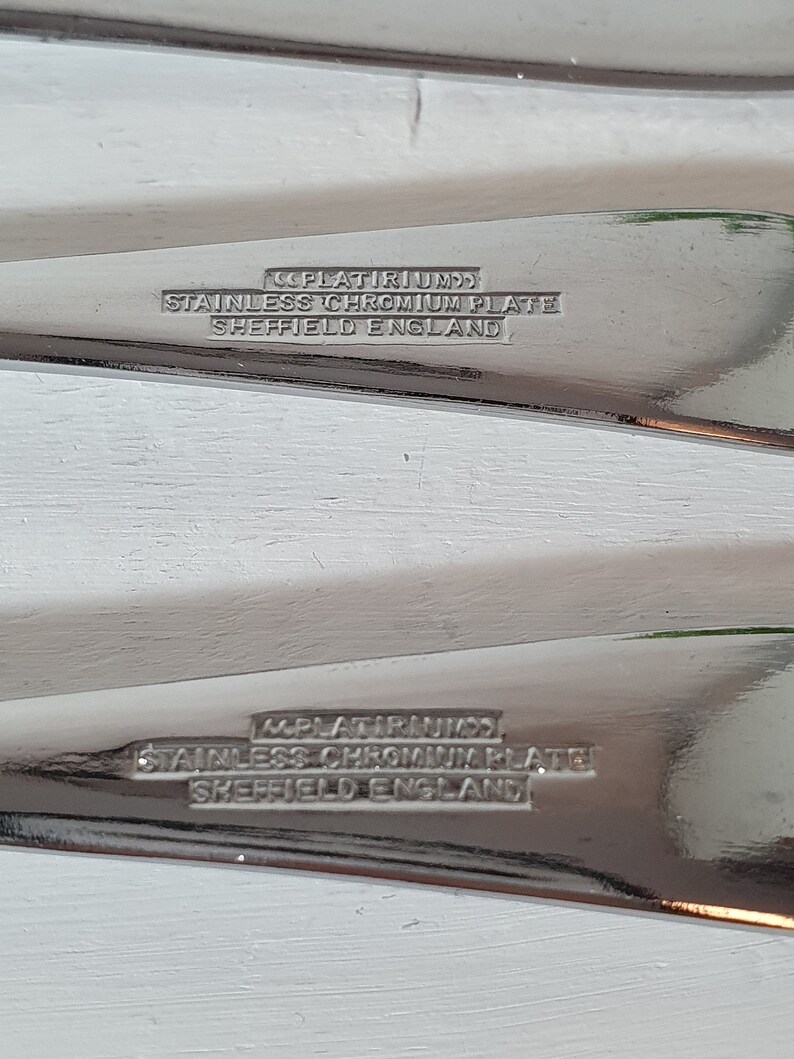 Made In England Sheffield Set of 6 Vintage Forks Platirium Stainless Chromium Plate