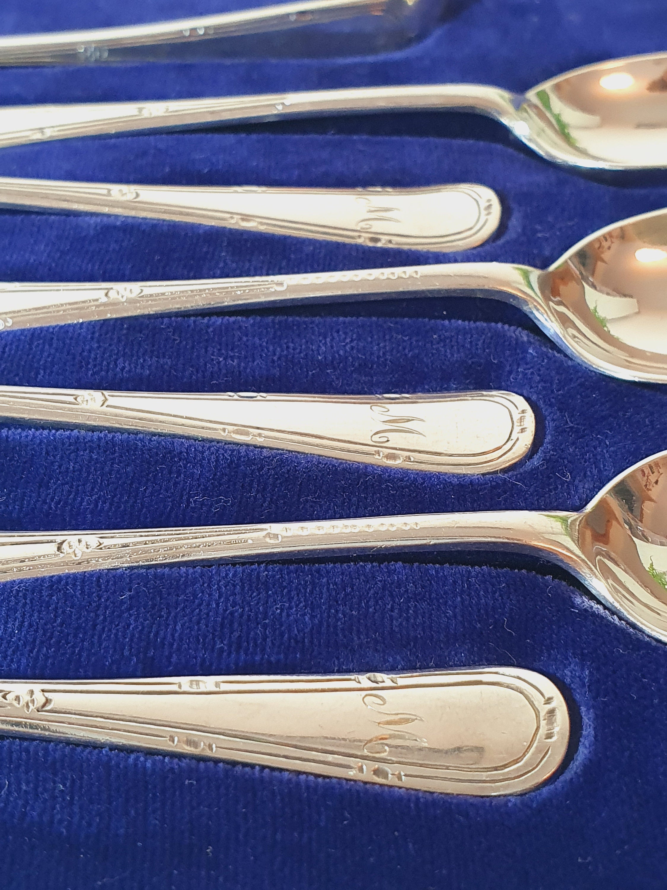 Exquisite Set of 12 Silver Plated Teaspoons Complete with a Etsy