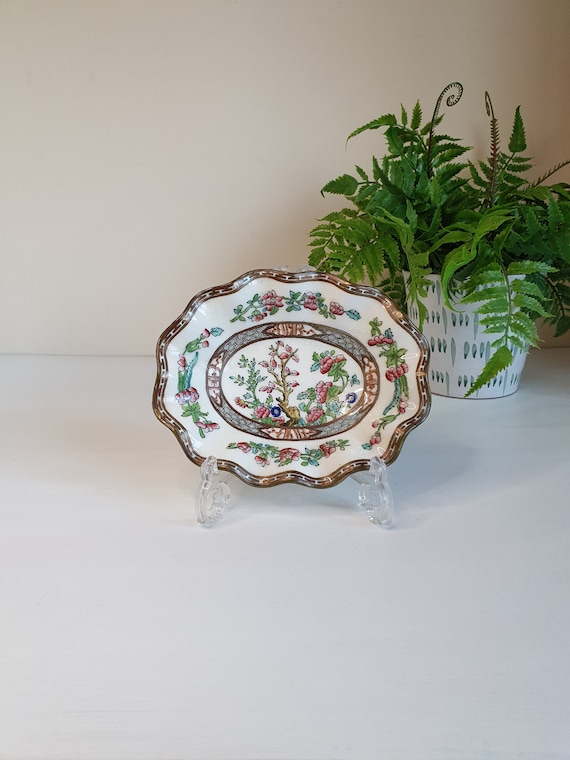 Antique Coalport Hand Painted Sweet / Bon Bon Dish 1920s - Indian Tree Design Made in England