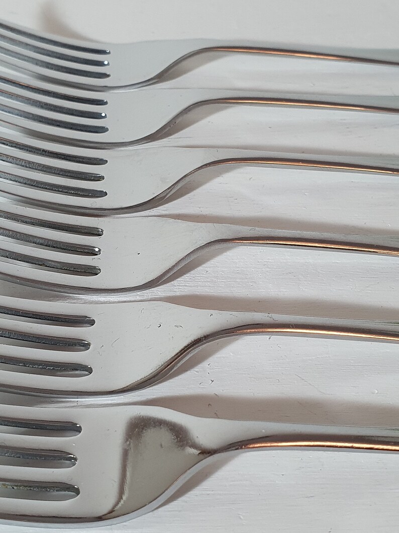 Made In England Sheffield Set of 6 Vintage Forks Platirium Stainless Chromium Plate
