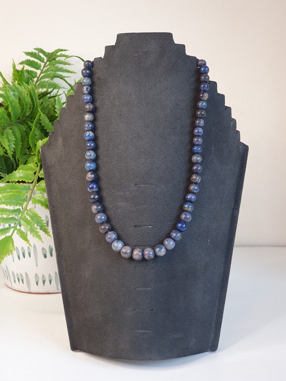 Stunning Vintage Lapis Lazuli Necklace With 925 S… - image 2