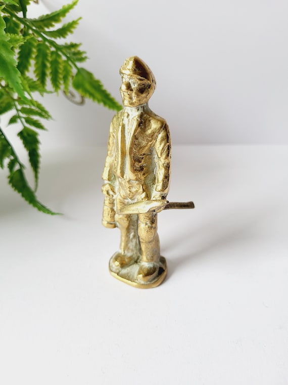 Vintage Brass Figure of a Miner Height 11 Cm 
