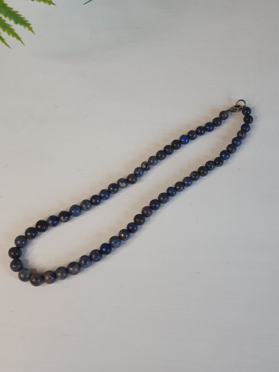 Stunning Vintage Lapis Lazuli Necklace With 925 S… - image 5