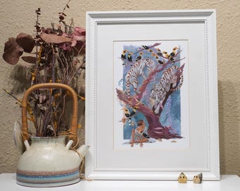 Kunstdruck &quot;&quot;Tiger & Orchideen&quot;&quot;&quot;