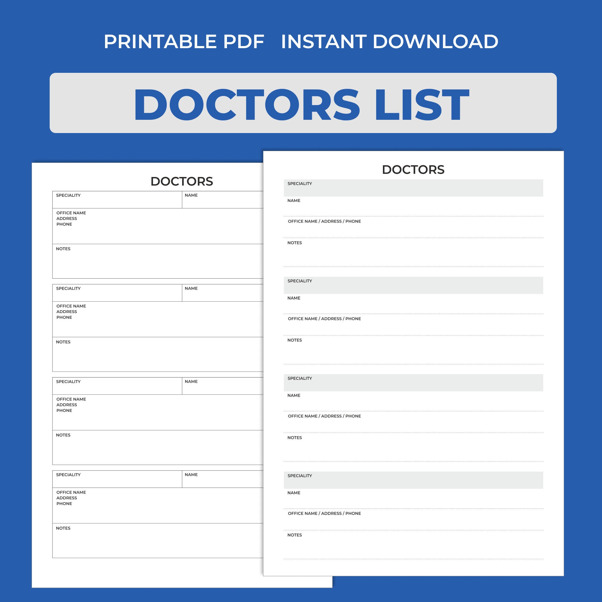 Important Doctors List.pdf Doctor Printable, Doctors Contact List, Doctor Info Printable, Medical ...
