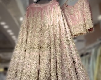 Embroidered Anarkali Lehenga with Dupatta: Pakistani Bridal Dress