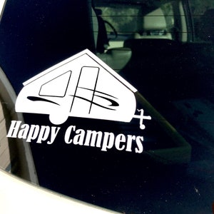 A-frame &quot;Happy Campers&quot; Vinyl Car Window Decal Sticker